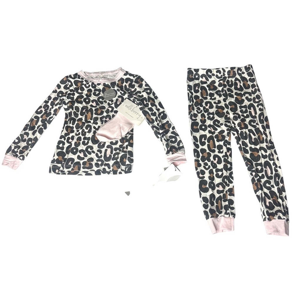 Milkberry Bamboo Rayon Baby Girl Toddler NWT 3 Piece Pajama‎ Set Size 18 Months